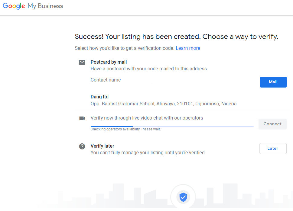 Verify Google my business listing