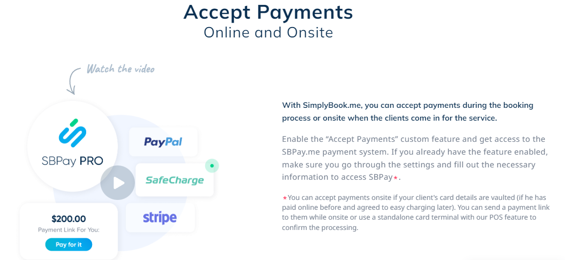 Payment processing with SimplyBook.me SimplyMeet.me and SBPay