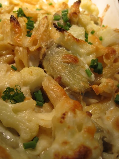 Macaroni-n-Cheese-n-Cauliflower-n-Artichoke - Photo Courtesy of Julie Fontinell of Full Belly Sisters