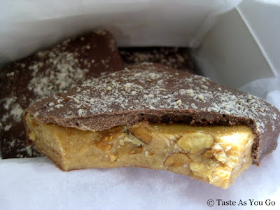 English Toffee Hand-Dipped in Dark Chocolate from Swiss Maid Fudge in Wisconsin Dells, WI - Photo by Taste As You Go