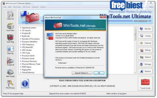 Get Free WinTools.net 8 Ultimate For Windows XP (Save $39.99) Wtuabout