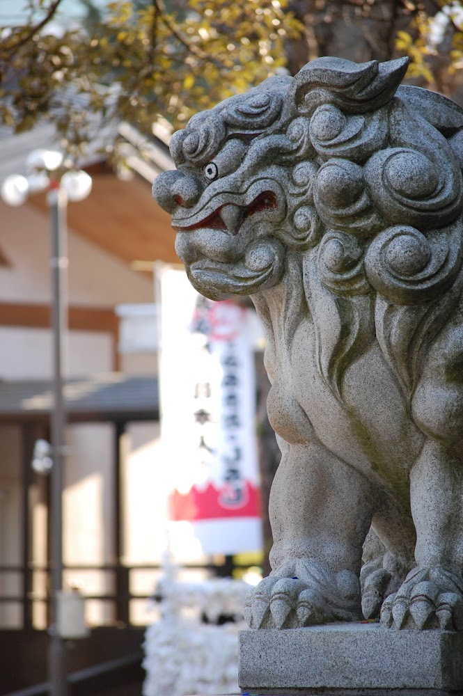 神社の龍と狛犬