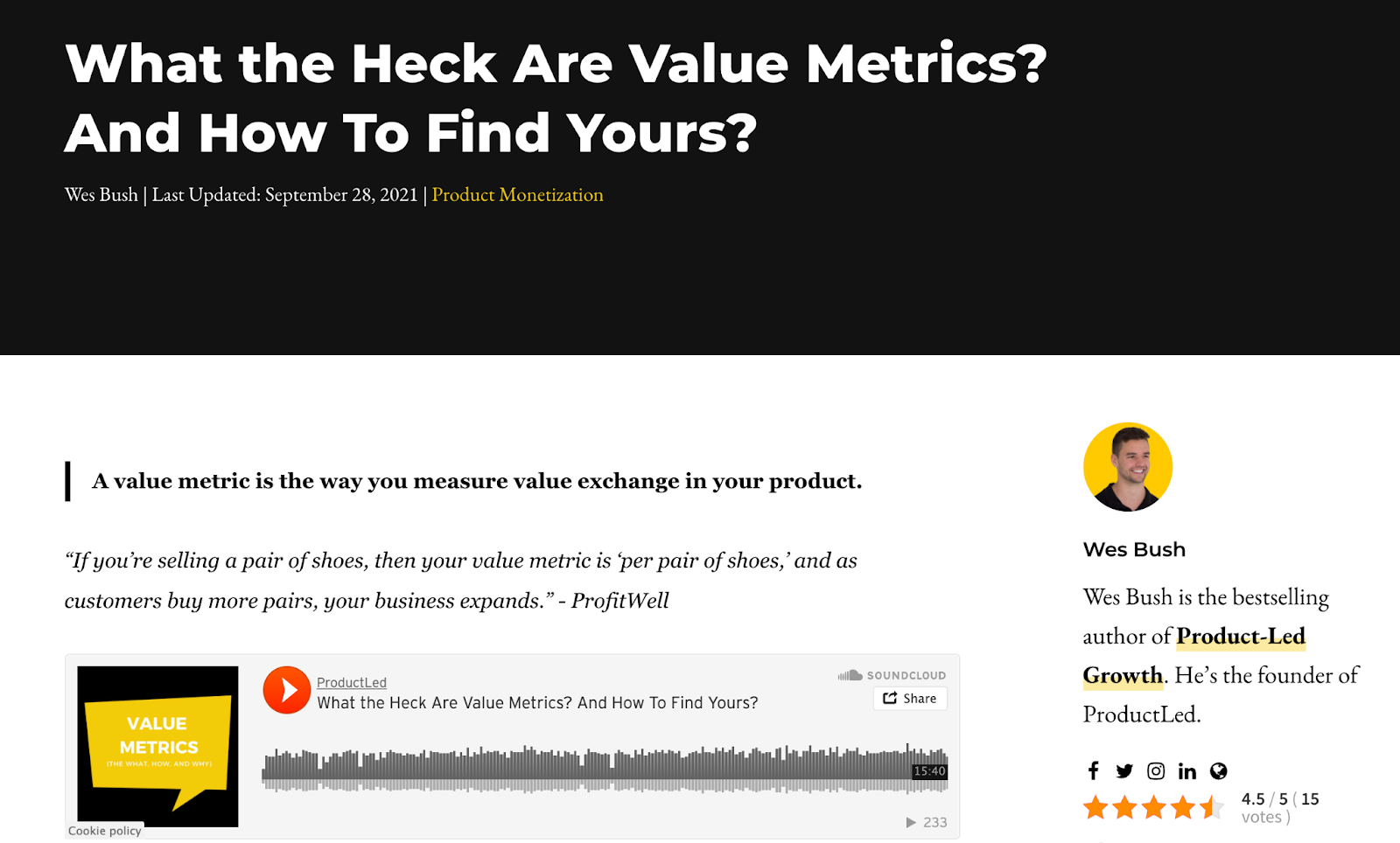 value metrics to achieve product led growth