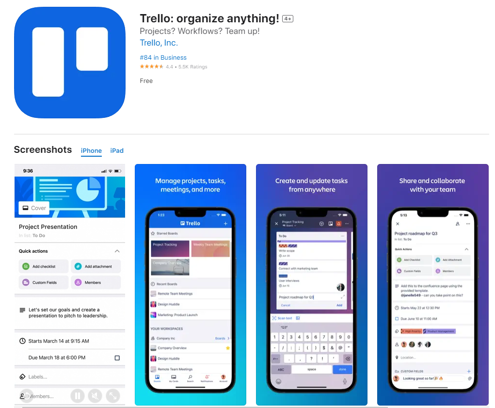 Trello -  Mobile Marketing App