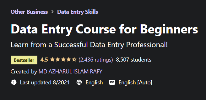 Data Entry Course for Beginners course screenshot