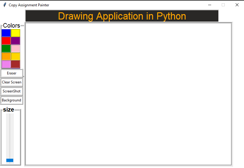 Output 1 for Drawing Application in Python Tkinter