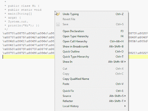 Eclipse Unicode Code Eclipse Unicode Code