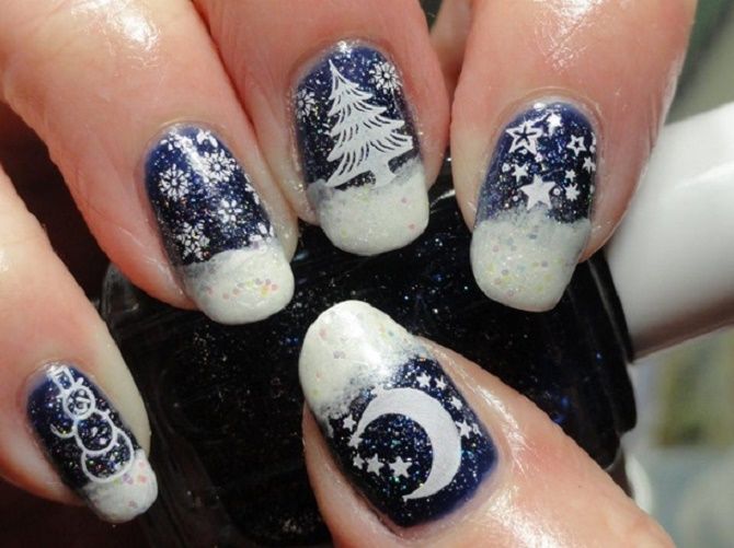 Festive Christmas tree manicure for New Year 2022: 30 beautiful nail design options