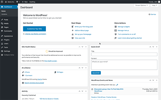 Painel do WordPress