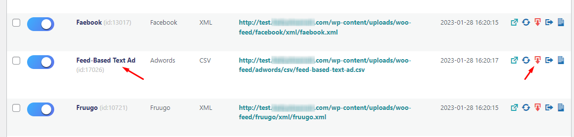 Download feed based text ad feed