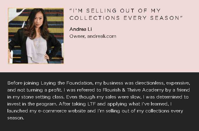 Laying The Foundation testimonial by Andrea Li