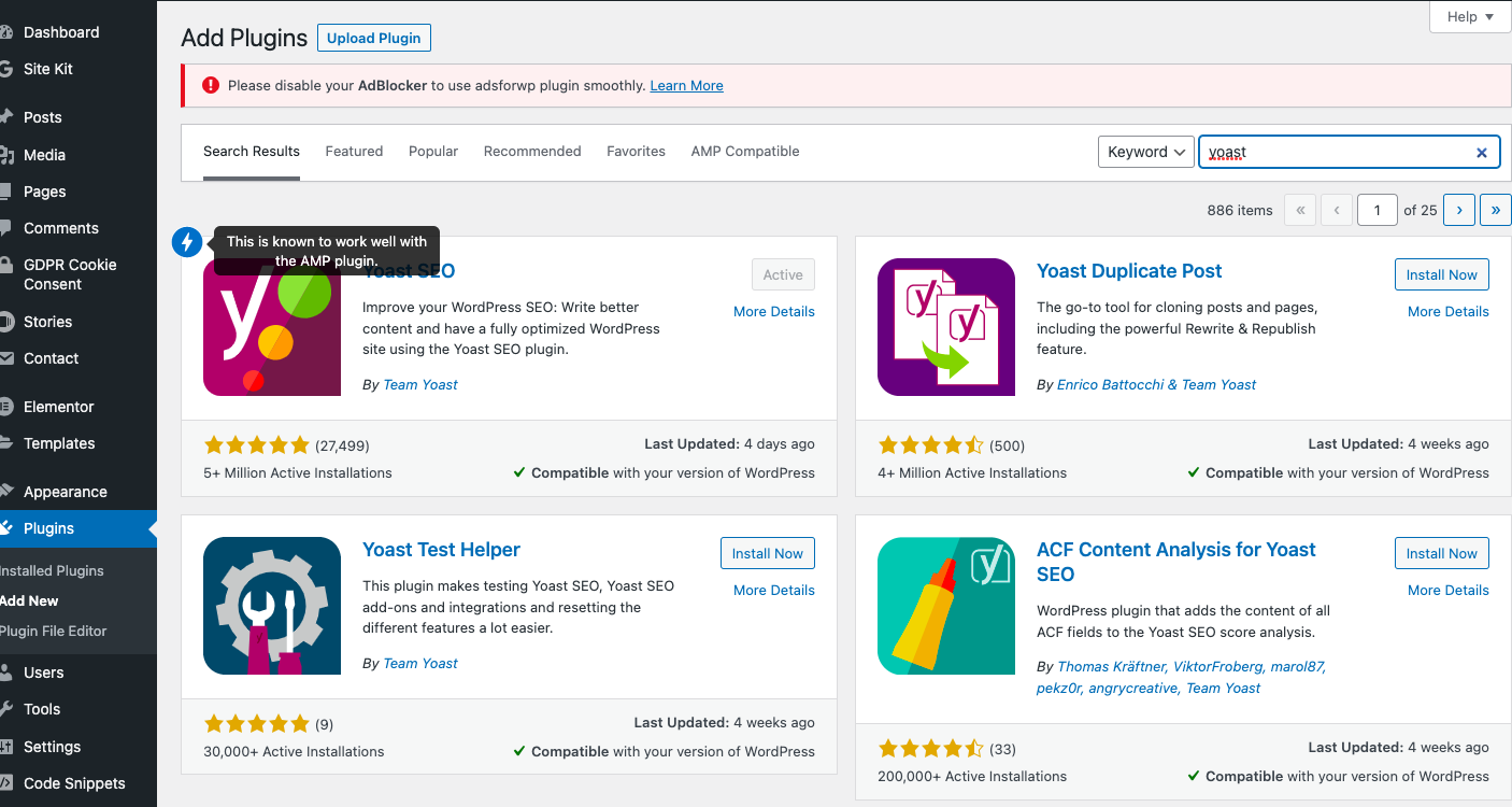 search and install Yoast SEO WordPress plugin