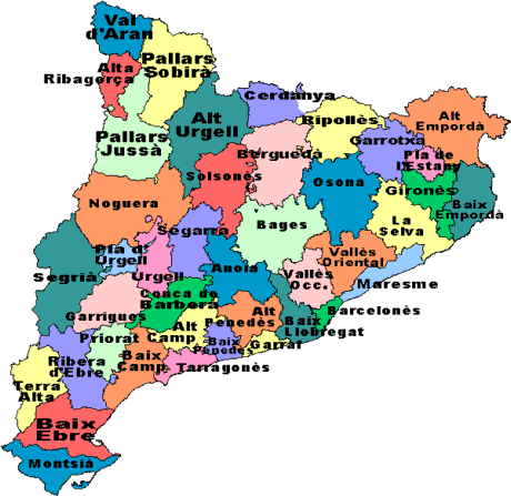 Resultat d'imatges de mapa de les comarques