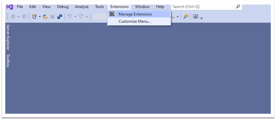 Manage Extensions in Visual Studio Community 2019 Edition