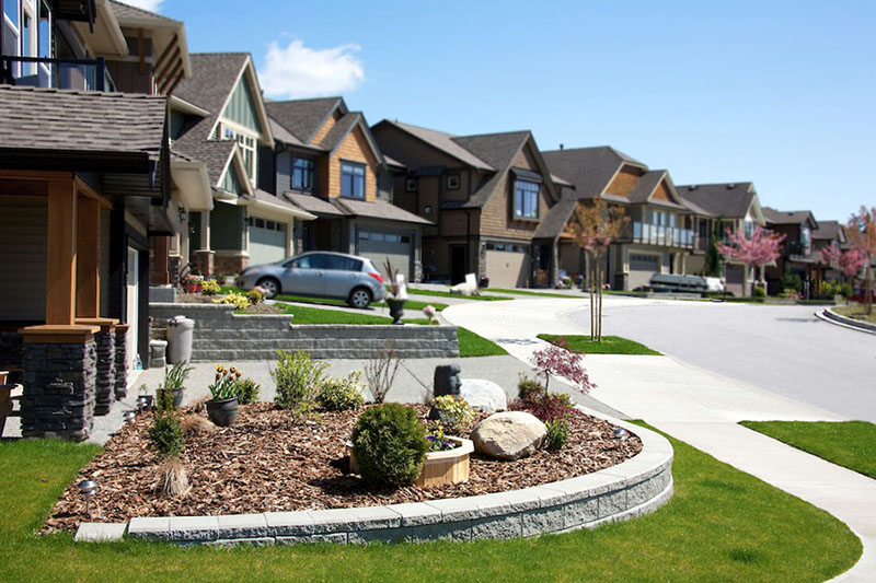 Residential streetscape in Belvedere Calgary