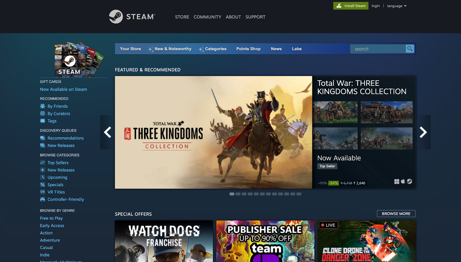 steam home page