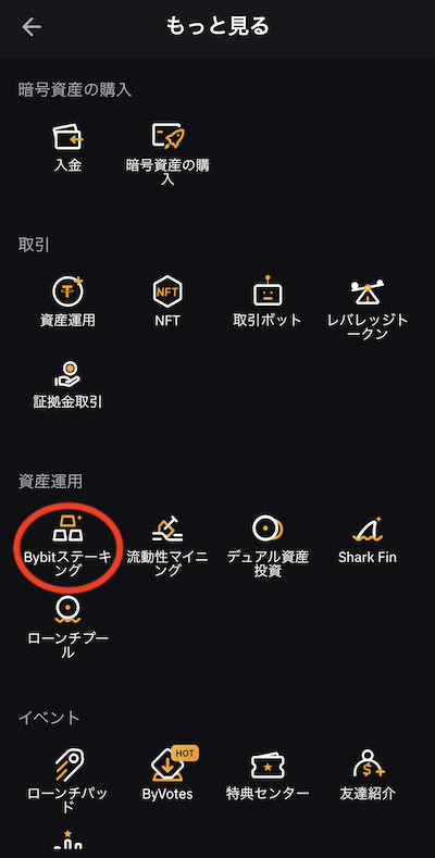 Bybit　ステーキング