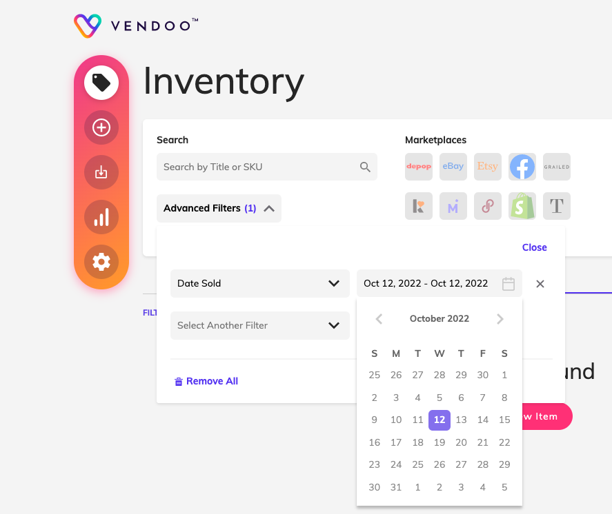 Inventory Management Advanced Filters