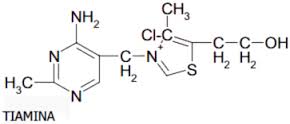 Resultado de imagem para vitamina b1 estrutura molecular