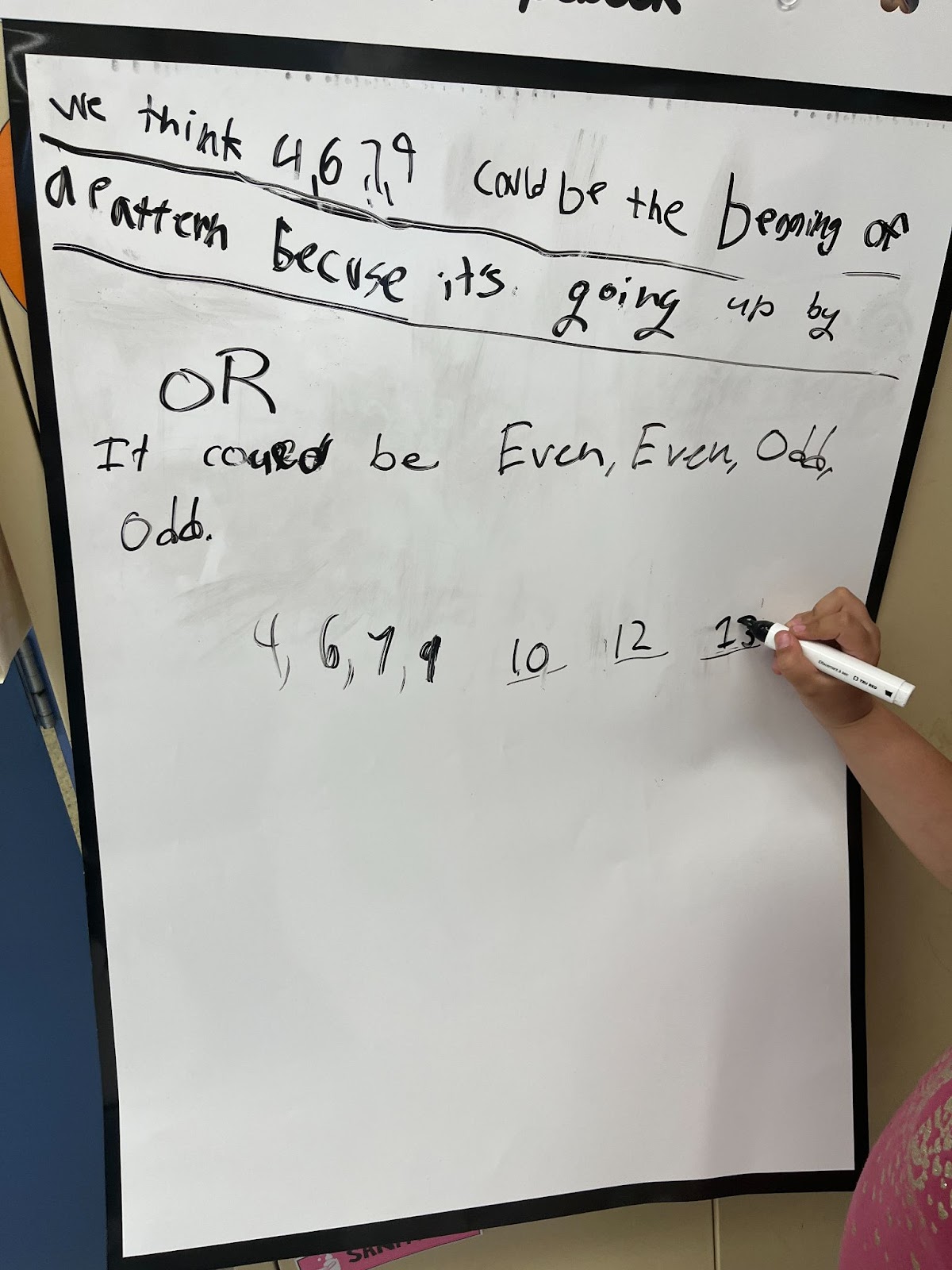 Student uses a Wipebook Flipchart to solve the problem and show their work.