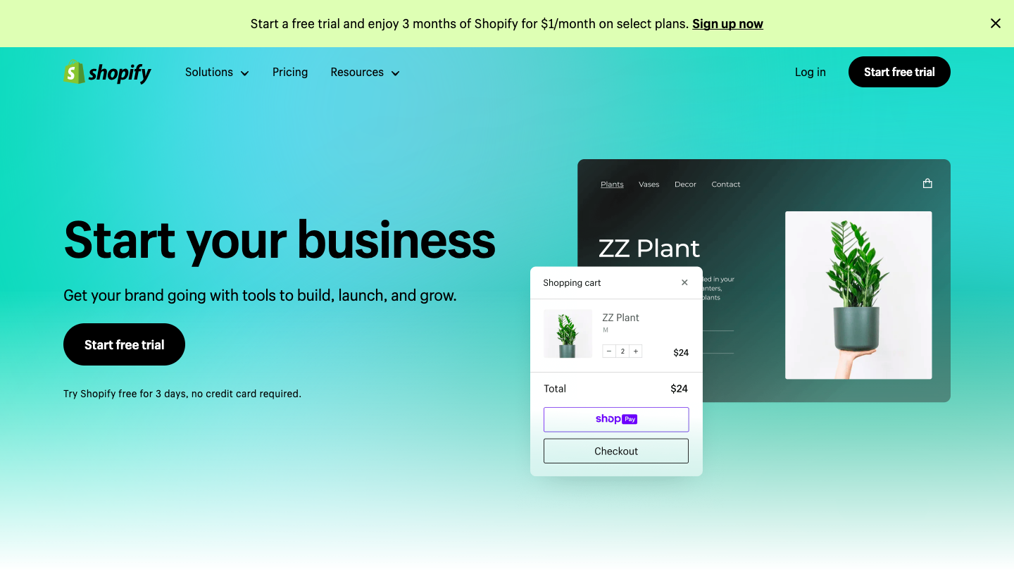 ventana emergente en el sitio web de Shopify