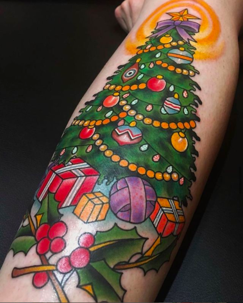 Huge Christmas Tree Tattoo