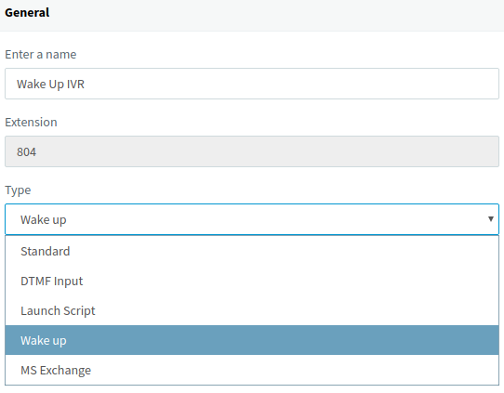 Create a new Wake up IVR in 3CX Management Console.