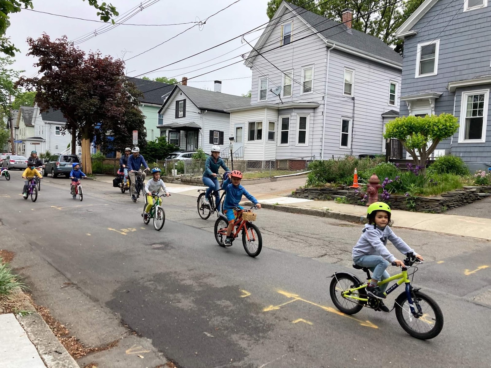 Schoolchildren biking in Spring Hill