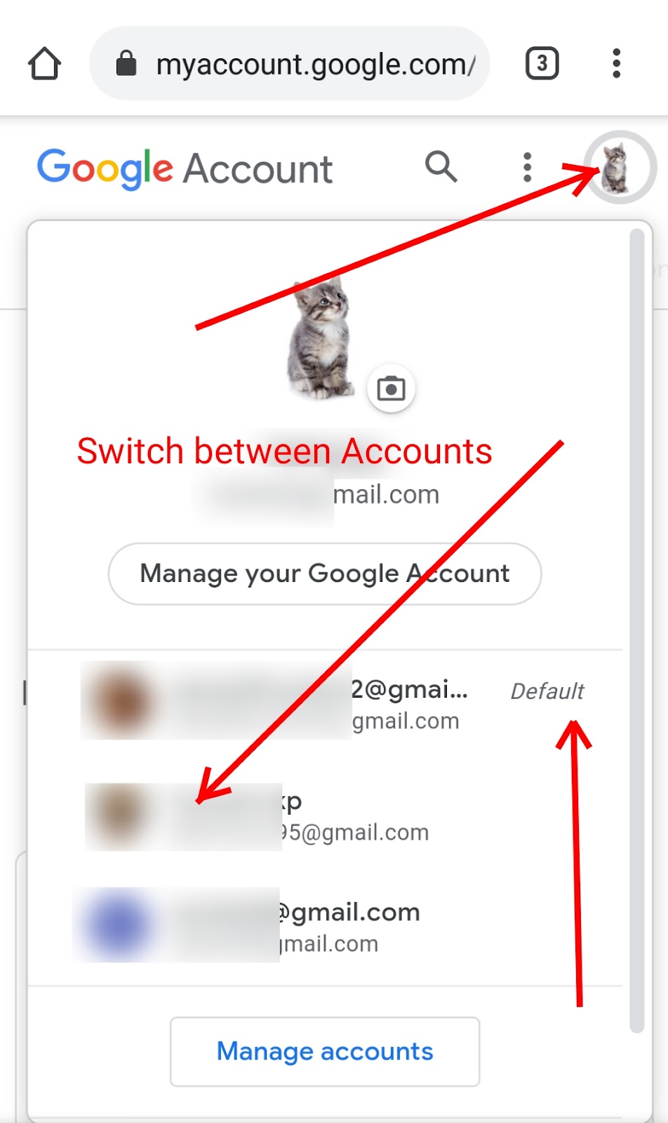 Manage your google account
