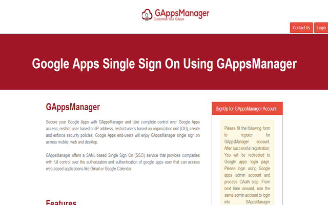 Screenshot of GApps Manager SSO