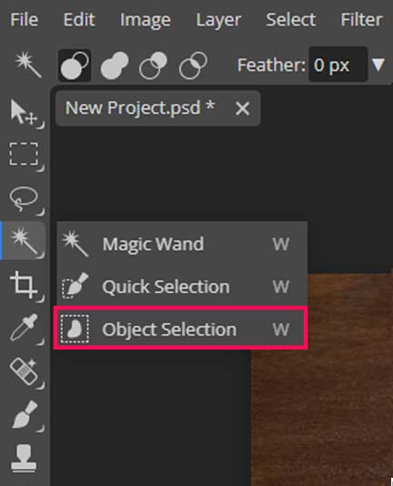quick object selection tool in photopea