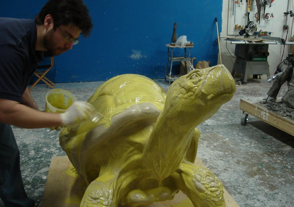 BITY Mold Supply's Mitch Rogers applying mold to sculpture