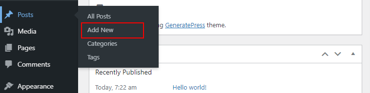 How to create a new post on WP