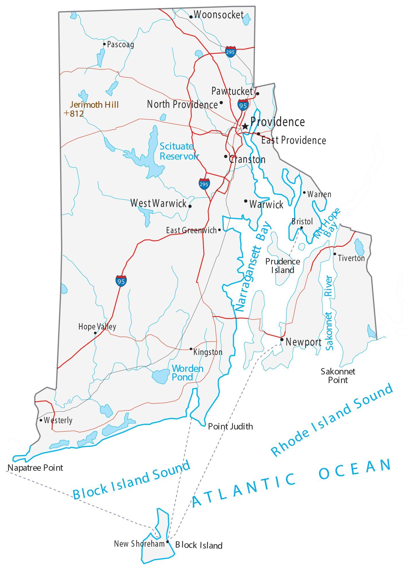 Mapas de Rhode Island para imprimir