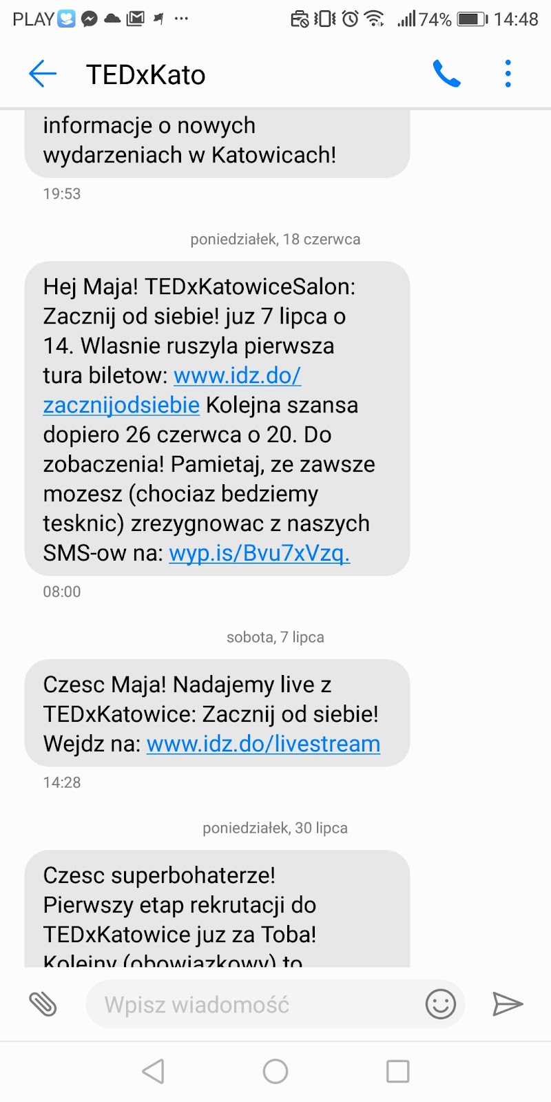 pierwszy sms
