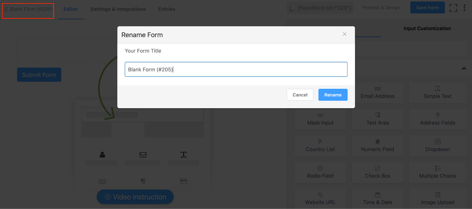 rename your form, plugin, wordpress