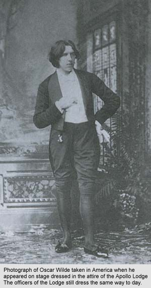 Photograph of Oscar Wilde as he appeared on stage in America at the Apollo Lodge