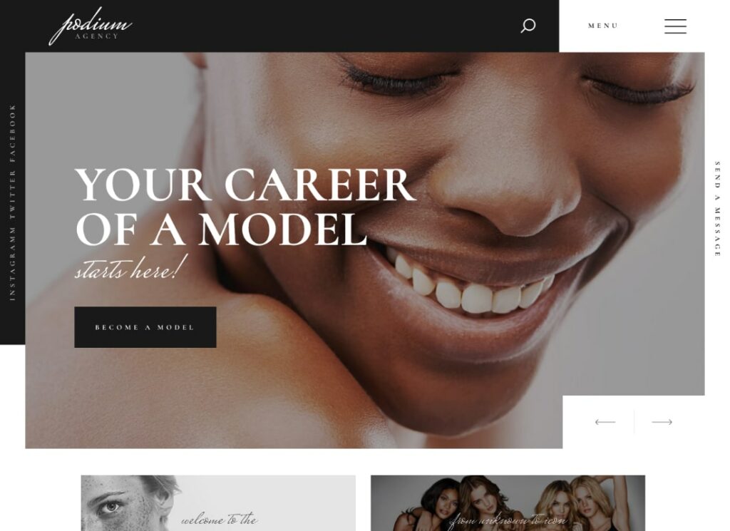 Podio |  Tema de WordPress para agencia de modelos de moda