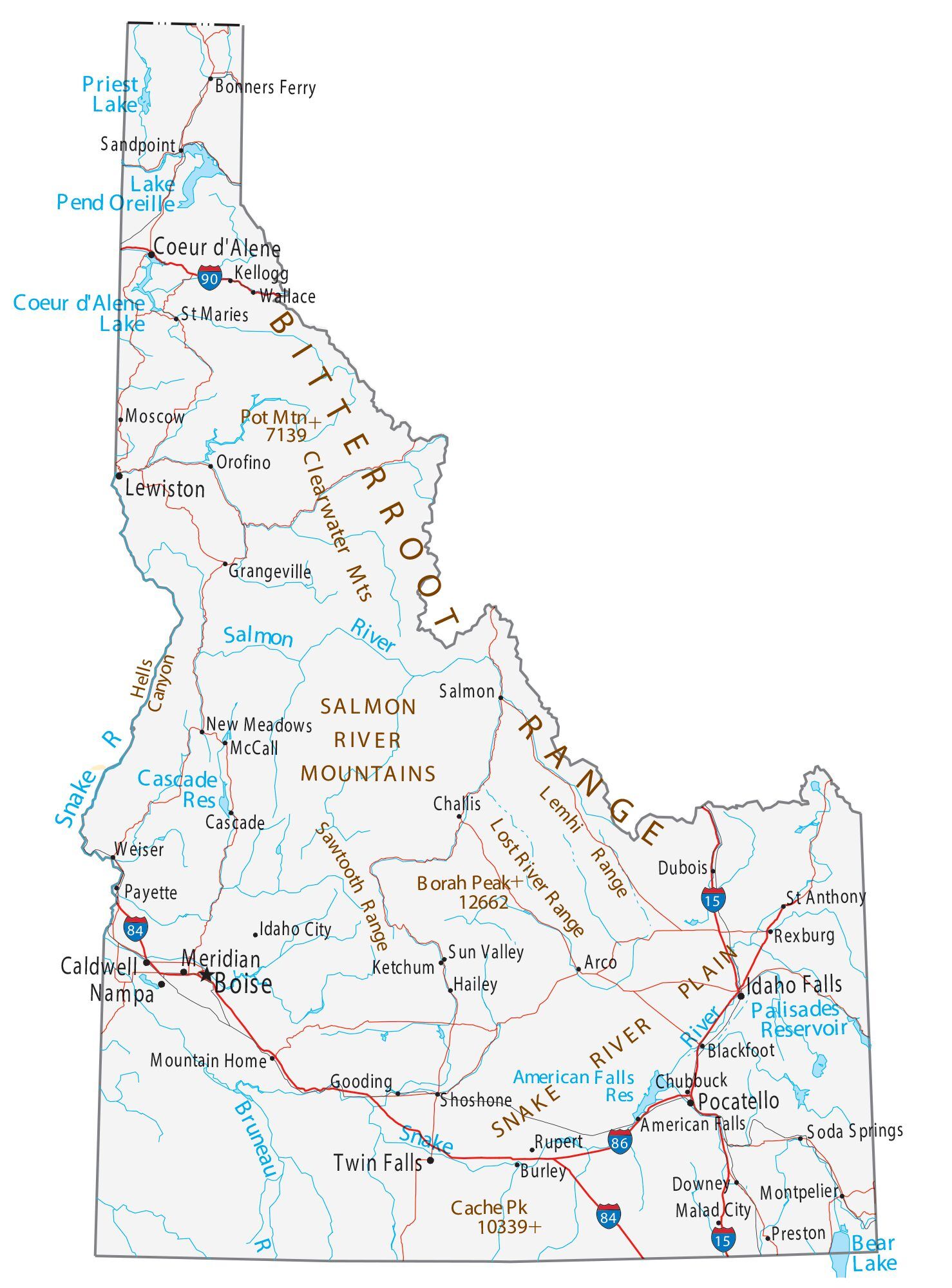 Mapas de Idaho para imprimir