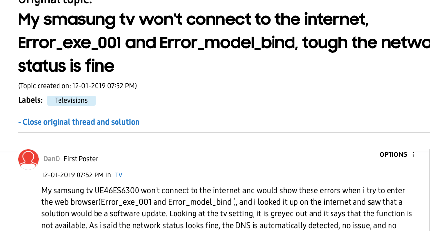 Fixes For Samsung TV Error Code exe_001 (exe 001)