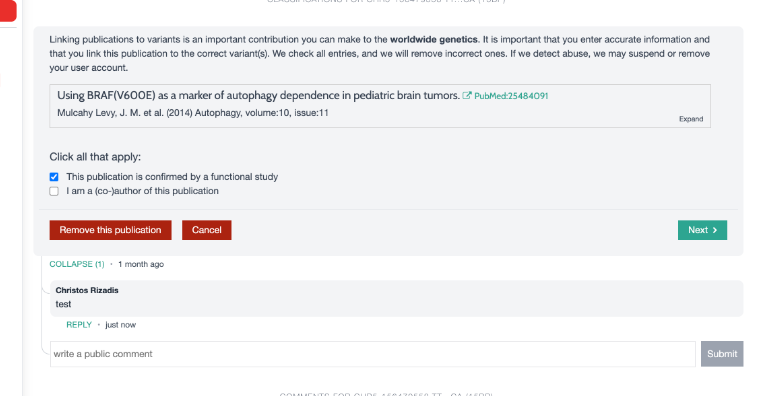 linking publication with authorship and functional study options