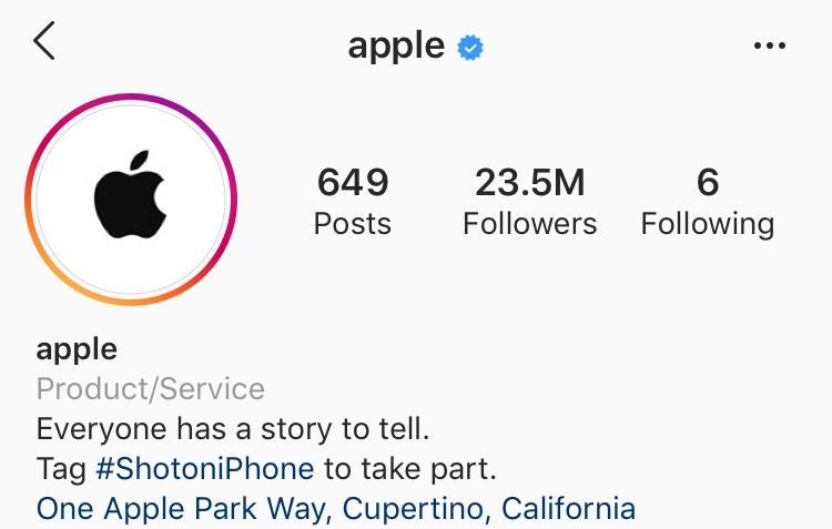 apple's Instagram bio