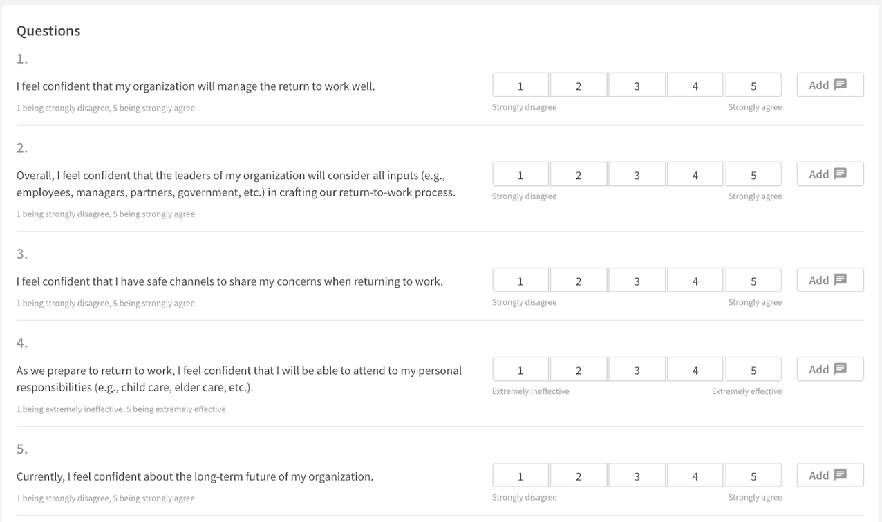 Tiny Pulse Return to Work Employee Survey