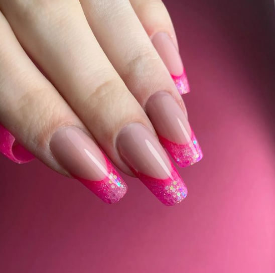 Sparkle Tips Pink Nail