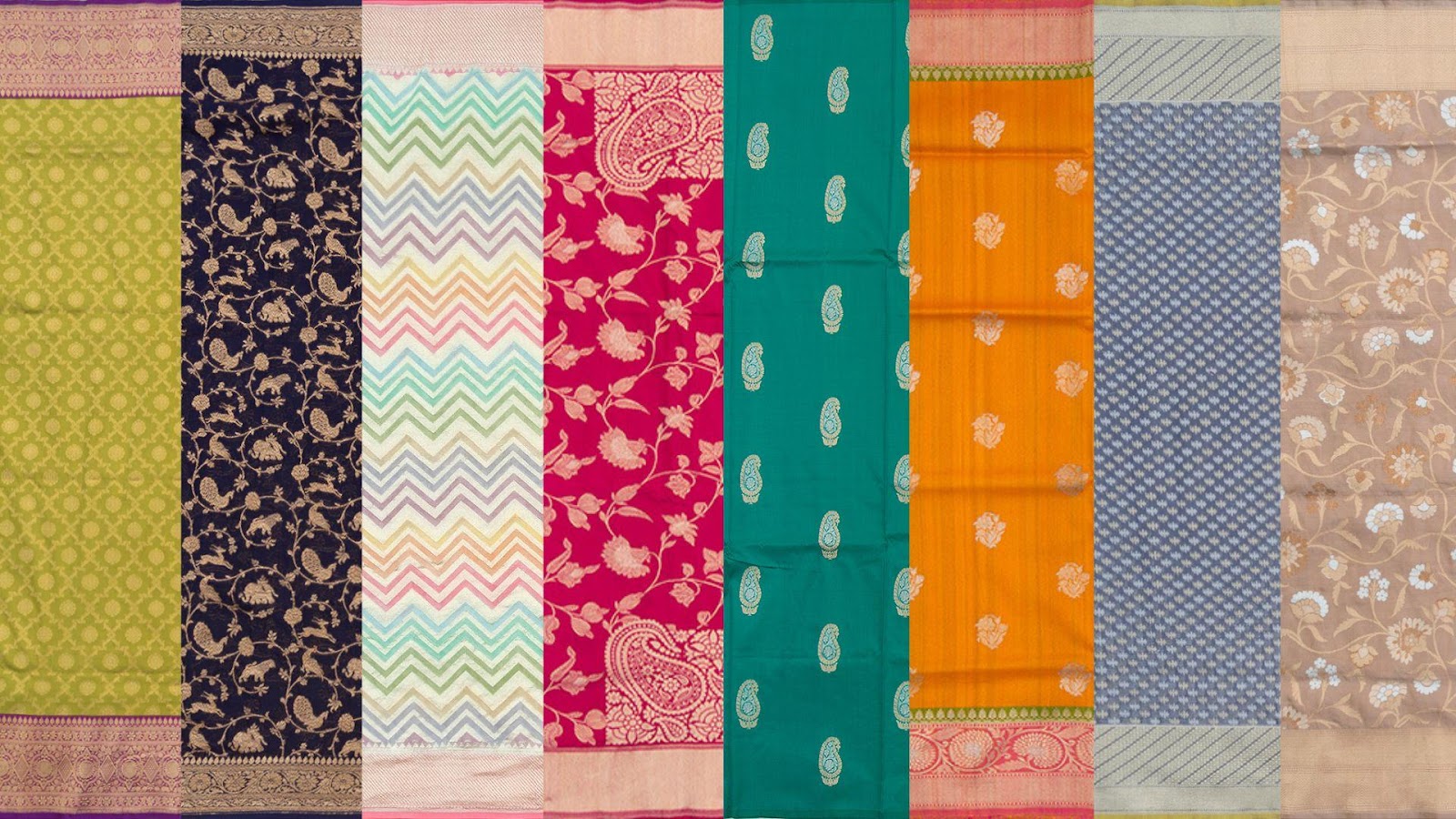 various color collections for banarasi silk sarees for wedding