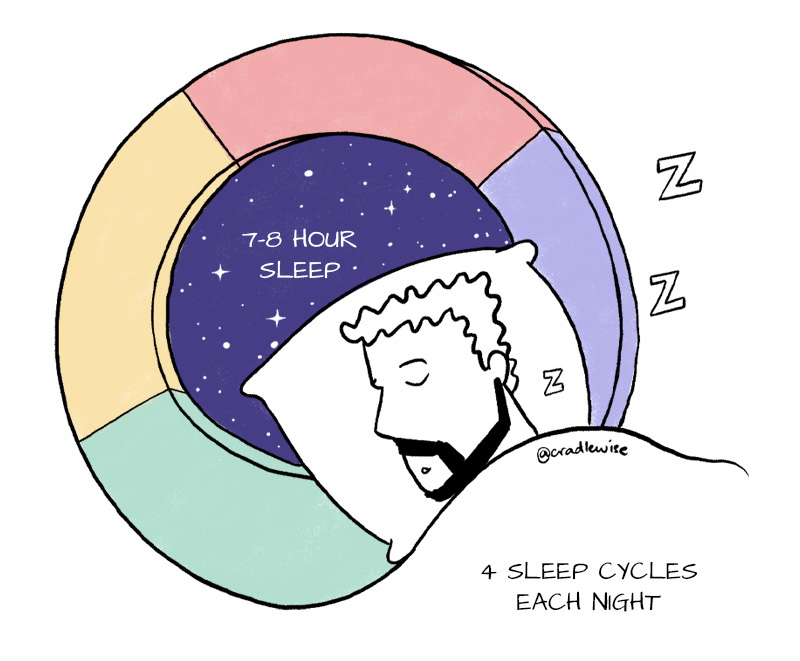 A man sleeping in 4 to 5 sleep cycles