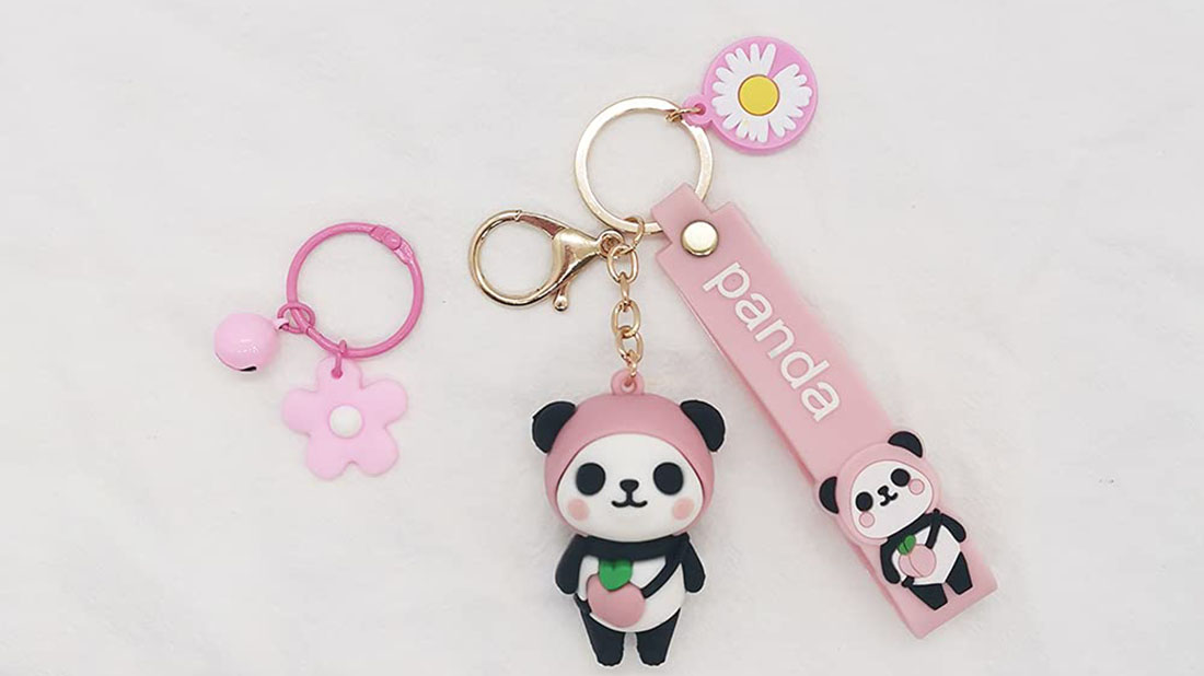 creative cute panda silicone rubber keychain good giveaway items