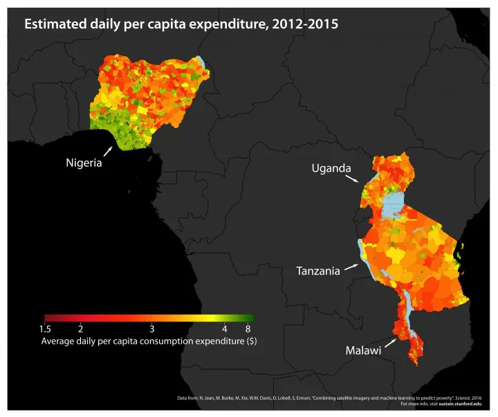 A map that shows the expenditure of per capita. 