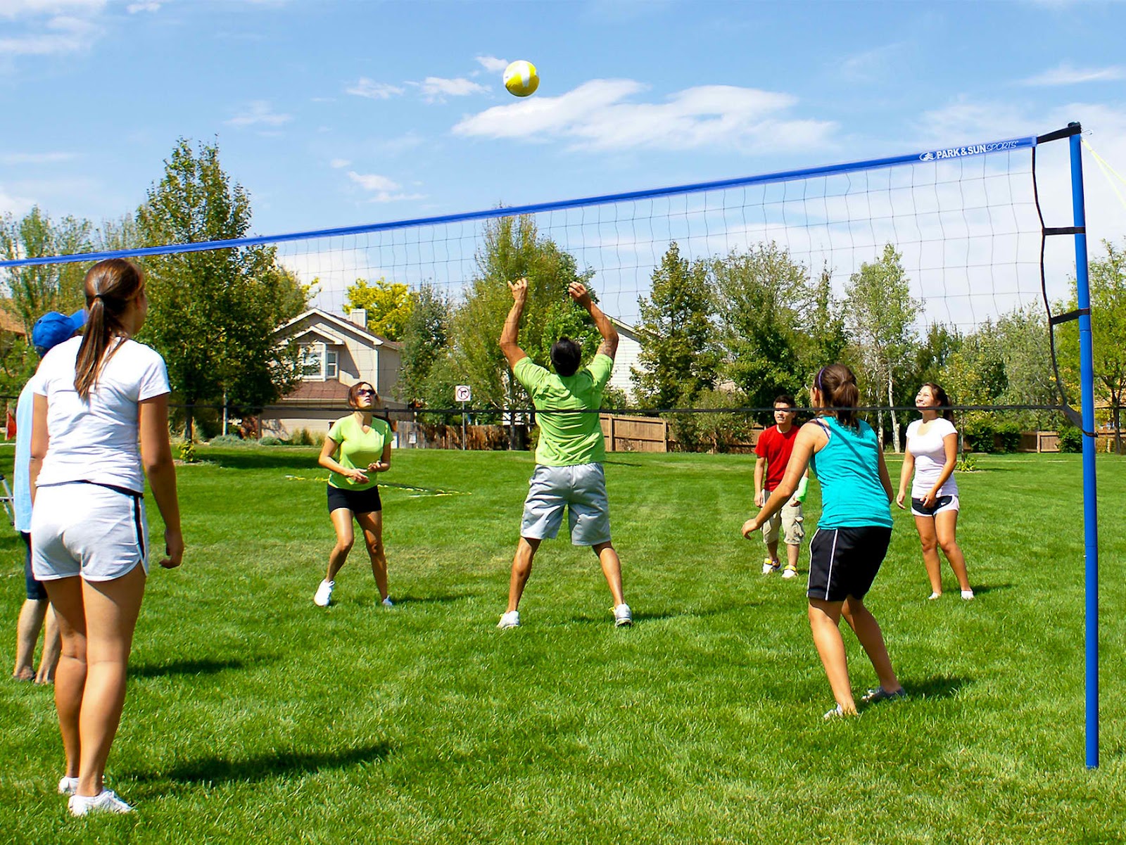 playing volleyball