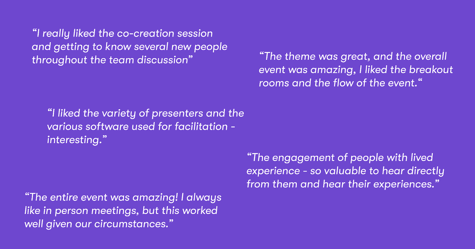 Examples of event participants' feedback.